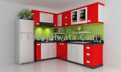 Tủ bếp inox Acrylic dành cho những gia đình trẻ.