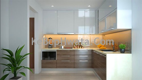 Không gian sang trọng với tủ bếp inox Acrylic